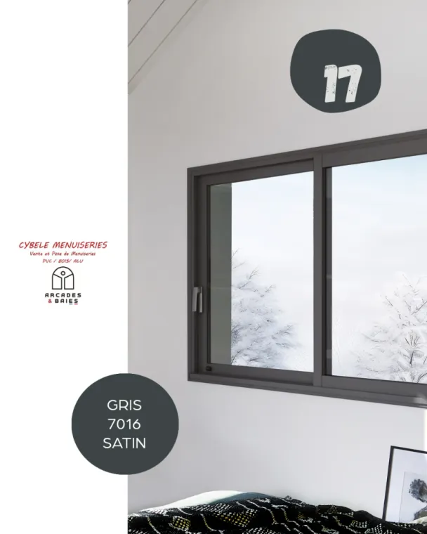 Case 17 : coulissant Gris 7016 Satin, Castelnaudary, Cybèle Menuiseries